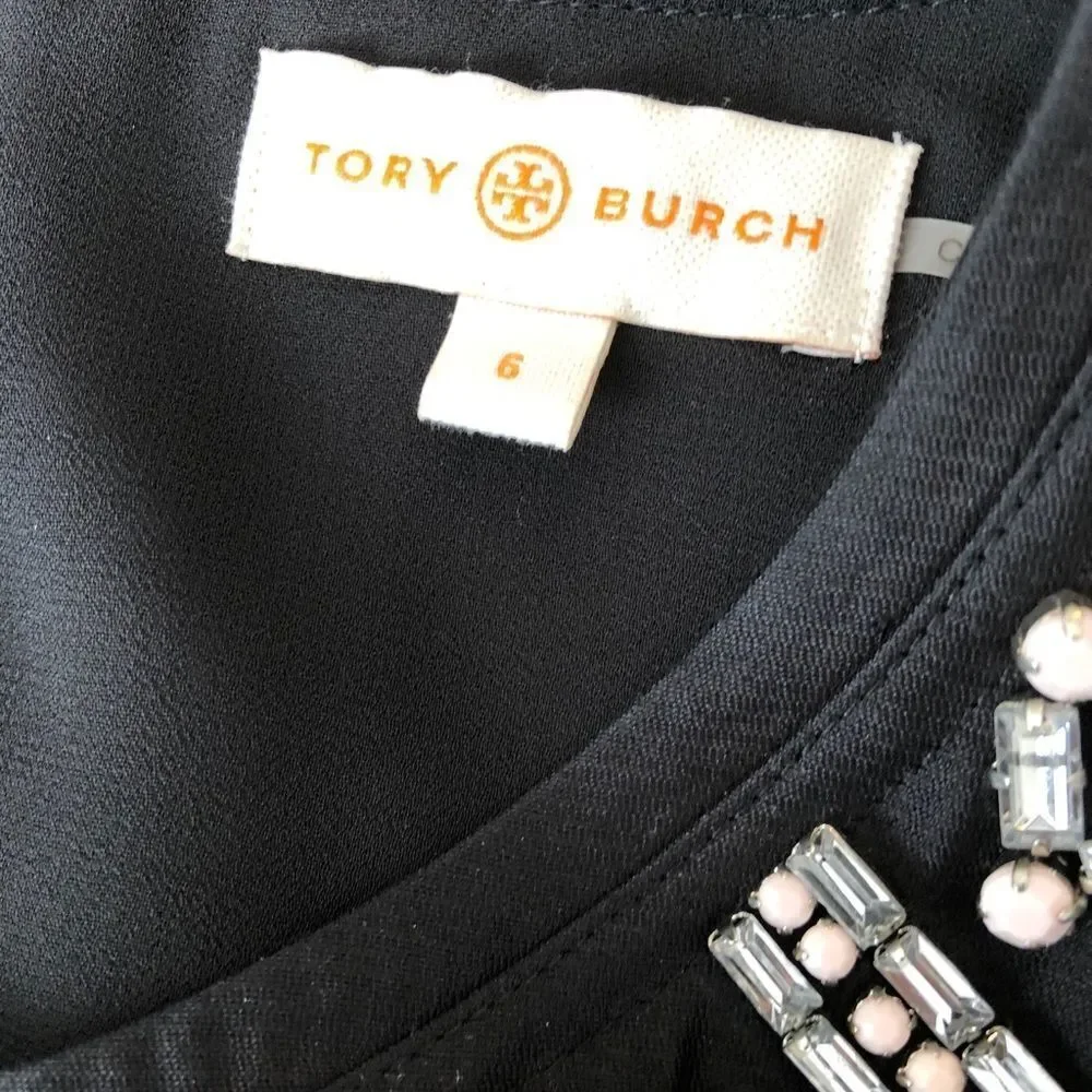 Tory Burch black embellished silk top 6